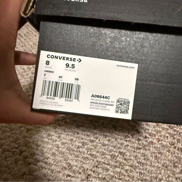 NEW Converse Pro Blaze Classic Leather Mid' White/Bloodstone" Shoes-Men's 8 - Picture 7 of 7